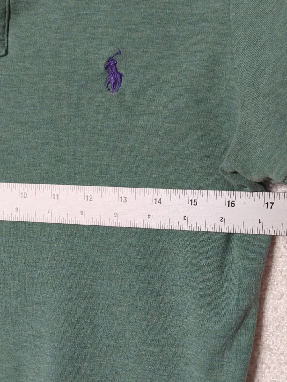Polo by Ralph Lauren Heathered Green Short Sleeve Polo with Purple Logo